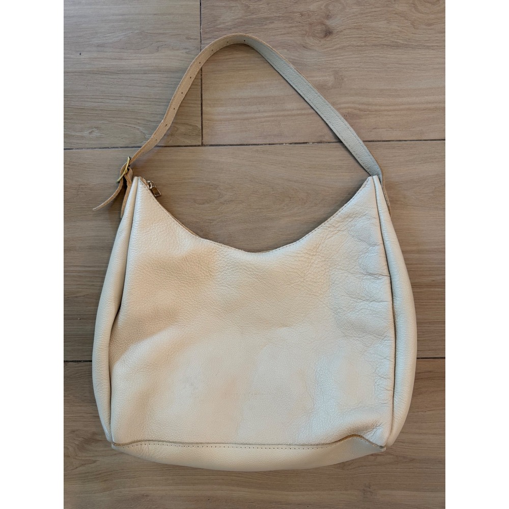 Portland Leather Goods Cream Pebbled Leather Luna Bag Adjustable Shoulder Hobo